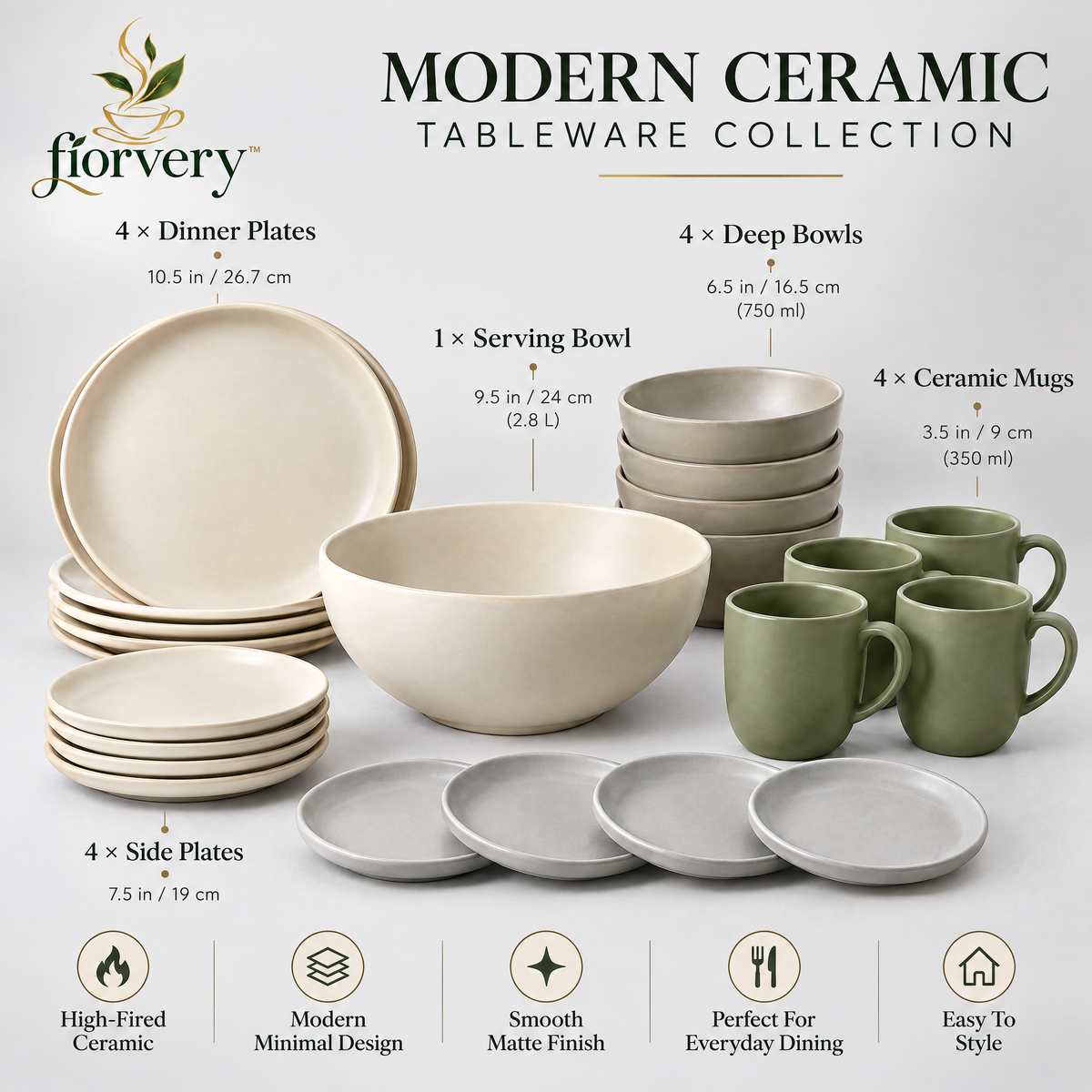 fiorvery™ Modern Ceramic Tableware Collection