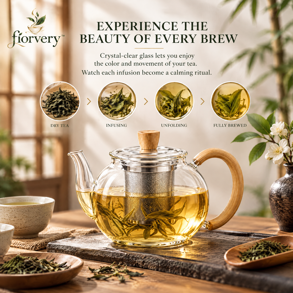 fiorvery™ Japanese Inspired Glass Teapot
