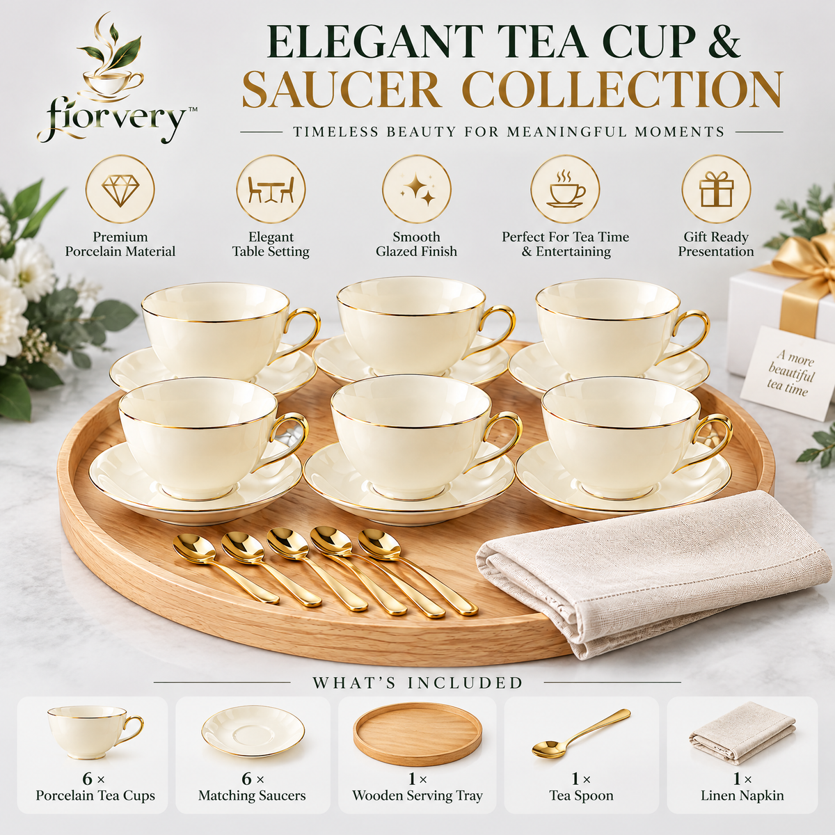 fiorvery™ Elegant Tea Cup & Saucer Collection