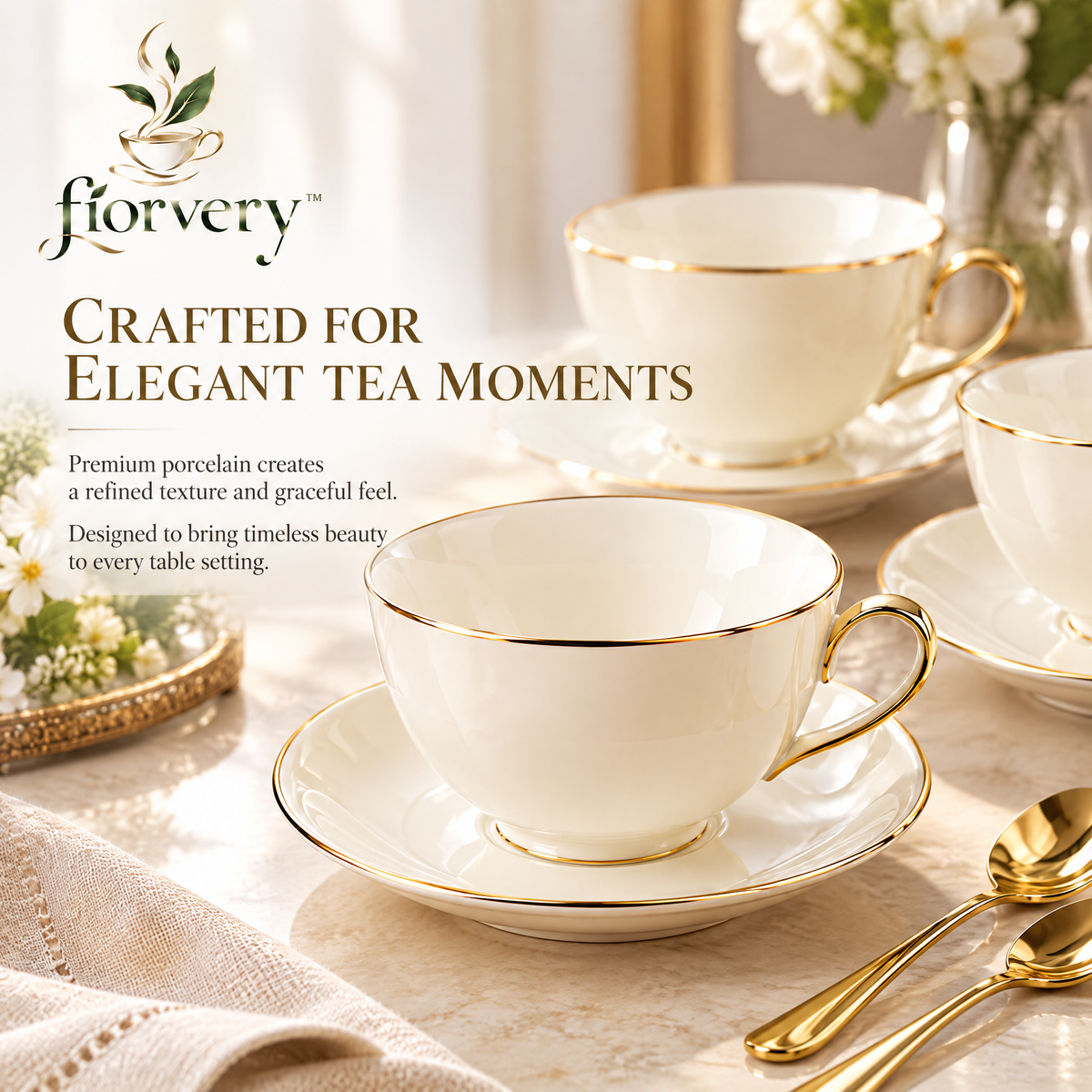 fiorvery™ Elegant Tea Cup & Saucer Collection